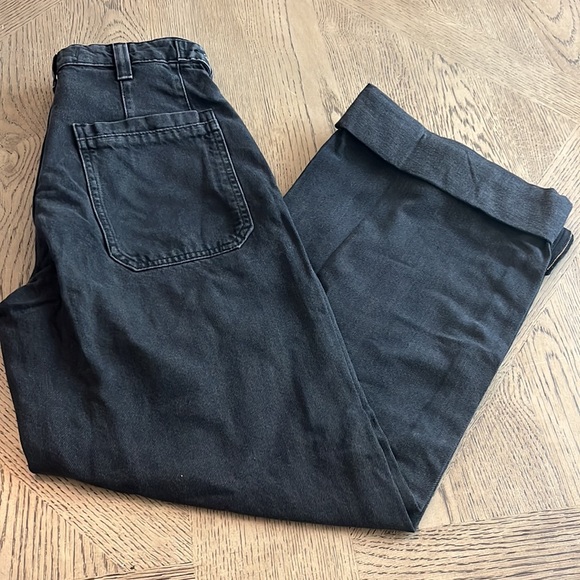 Free People We the Free Palmer Cuffed Jeans Black Wide Leg Mid Rise NWT - Picture 7 of 9